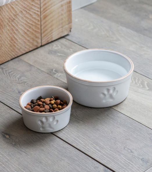 Stoneware Pet Bowl with Paw Print Small